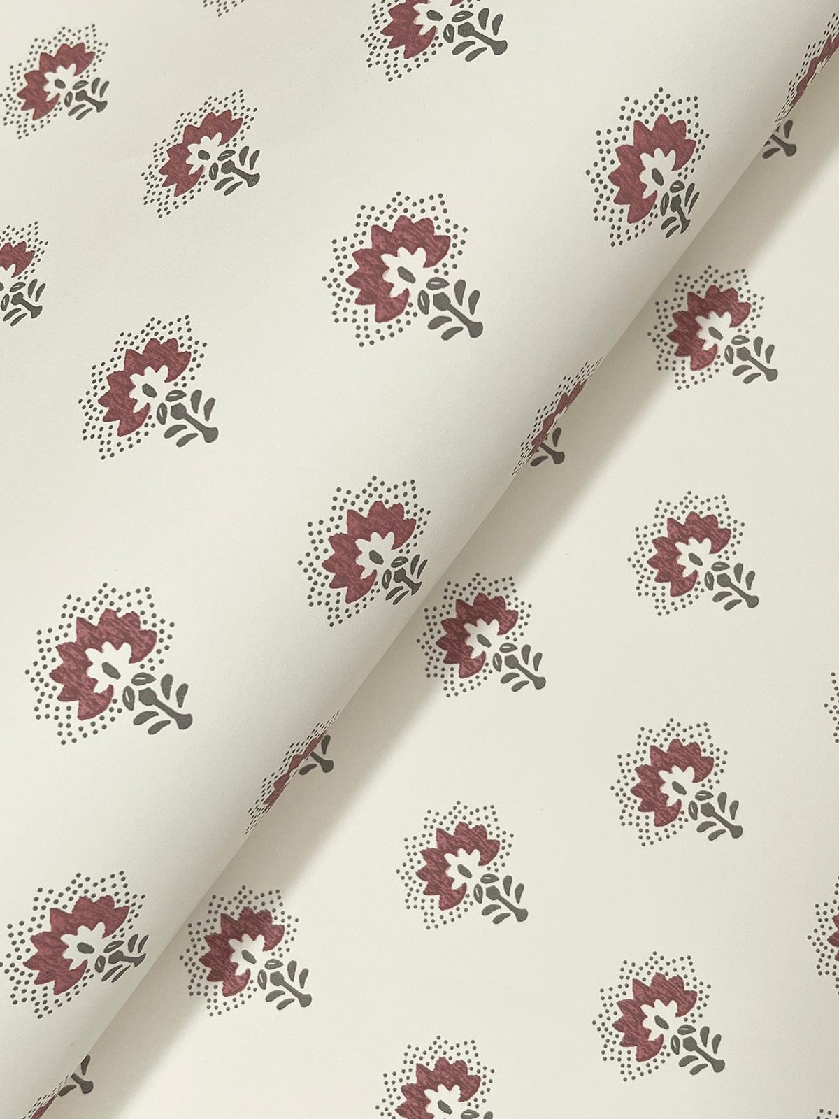York Hilda Burgundy Floral Medallion Wallpaper