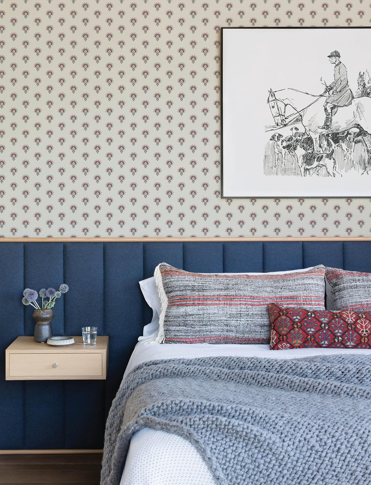 York Hilda Burgundy Floral Medallion Wallpaper