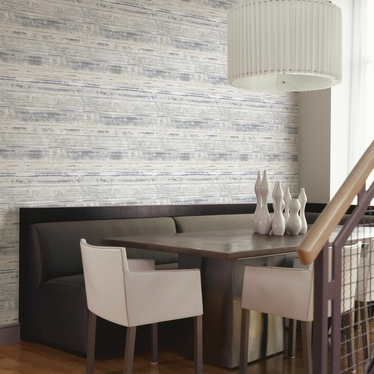 York Makayla Grey Distressed Stripe Wallpaper