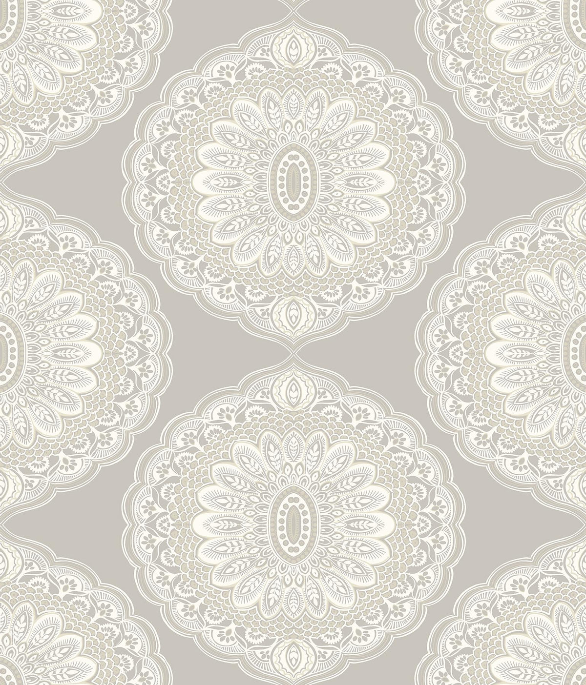 York Bolinas Grey Medallion Wallpaper