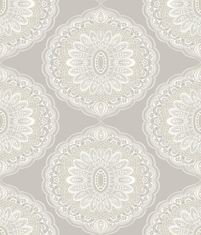 York Bolinas Grey Medallion Wallpaper