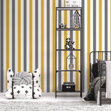 Galerie G78551 Kids and Teens 2 color Awning Stripe Yellow Wallpaper G78551 Yellow Wallpaper