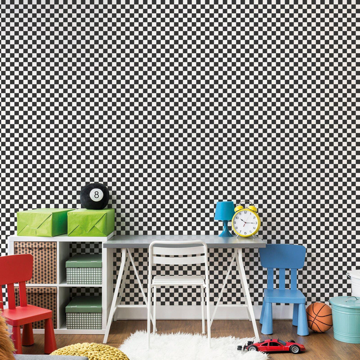 Galerie G78555 Kids and Teens Check Black Wallpaper G78555 Black Wallpaper
