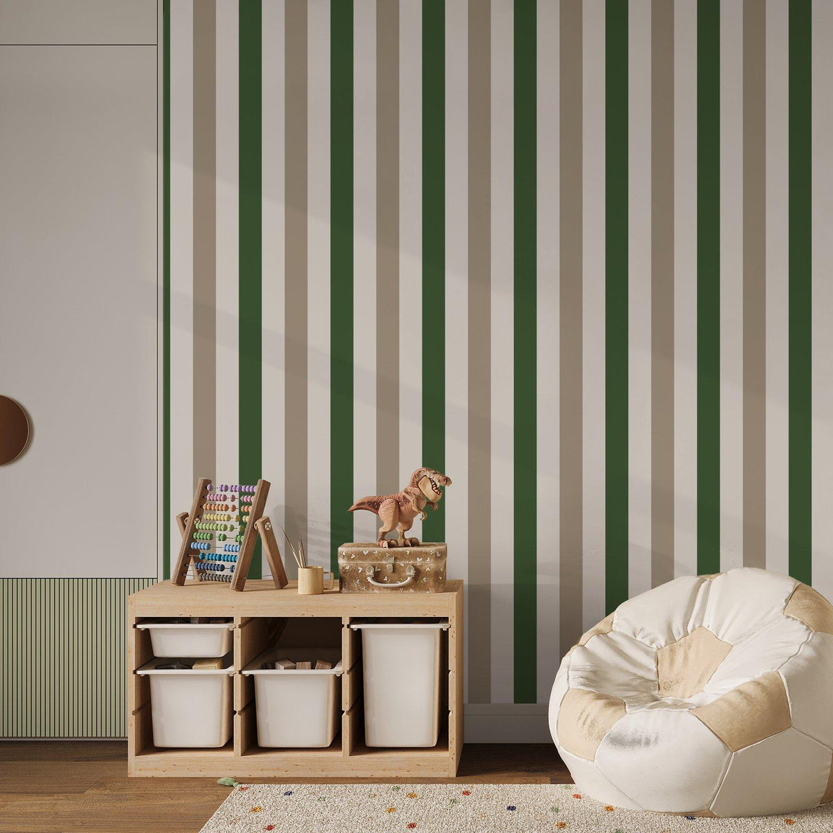 Galerie G78550 Kids and Teens 2 color Awning Stripe Green Wallpaper G78550 Green Wallpaper