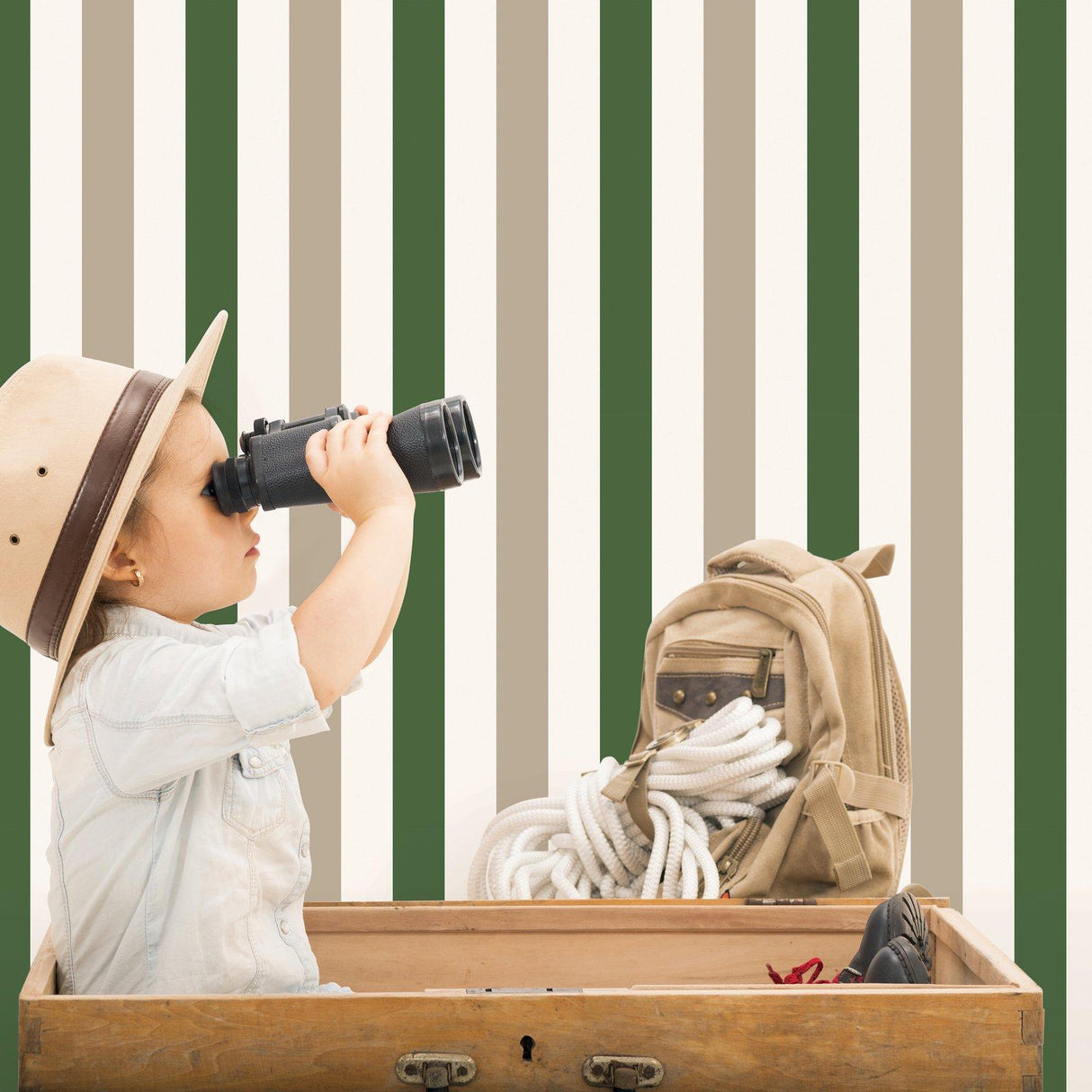 Galerie G78550 Kids and Teens 2 color Awning Stripe Green Wallpaper G78550 Green Wallpaper