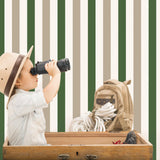 Galerie G78550 Kids and Teens 2 color Awning Stripe Green Wallpaper G78550 Green Wallpaper