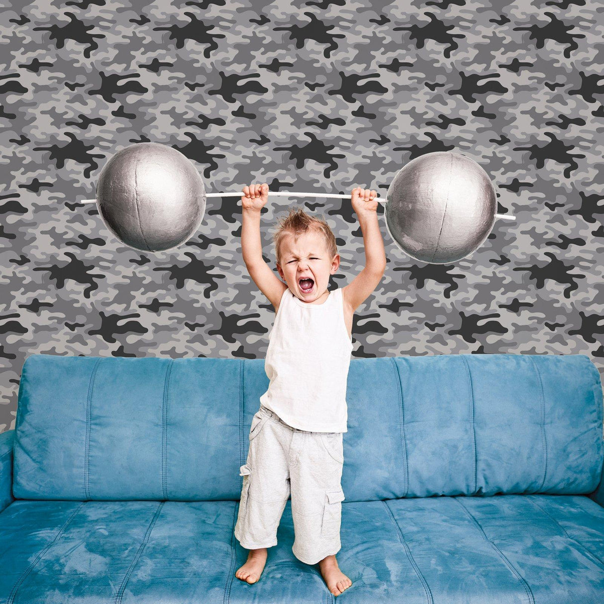 Galerie G78553 Kids and Teens Camo Grey Wallpaper G78553 Grey Wallpaper