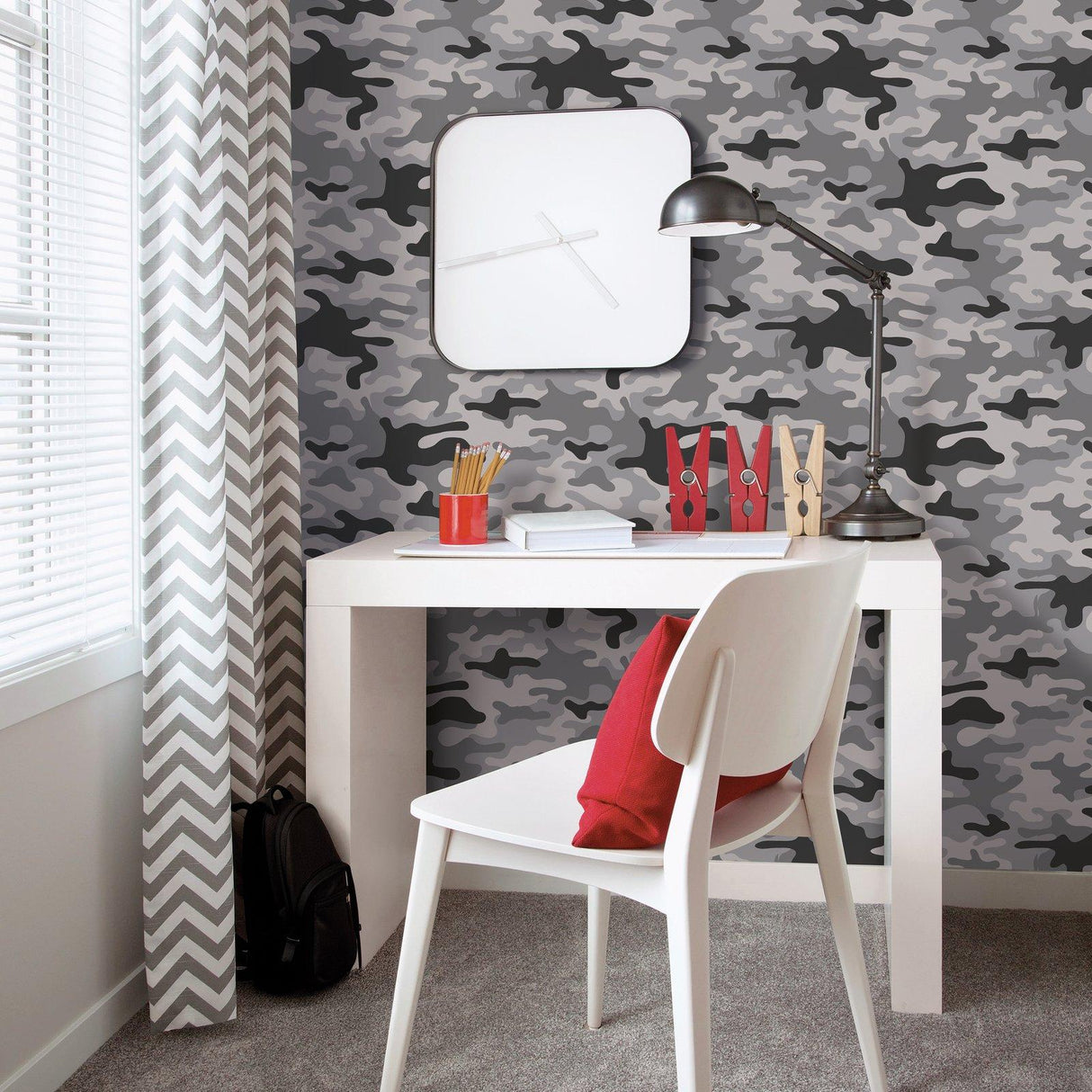 Galerie G78553 Kids and Teens Camo Grey Wallpaper G78553 Grey Wallpaper