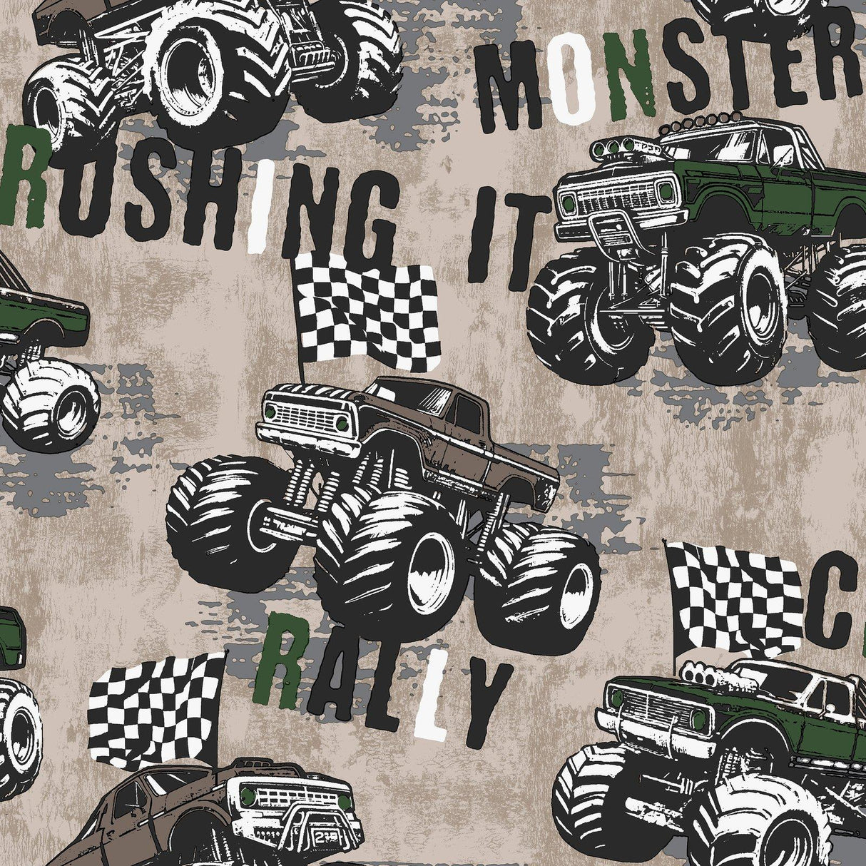 Galerie G78569 Kids and Teens Monster Trucks Beige Wallpaper G78569 Beige Wallpaper