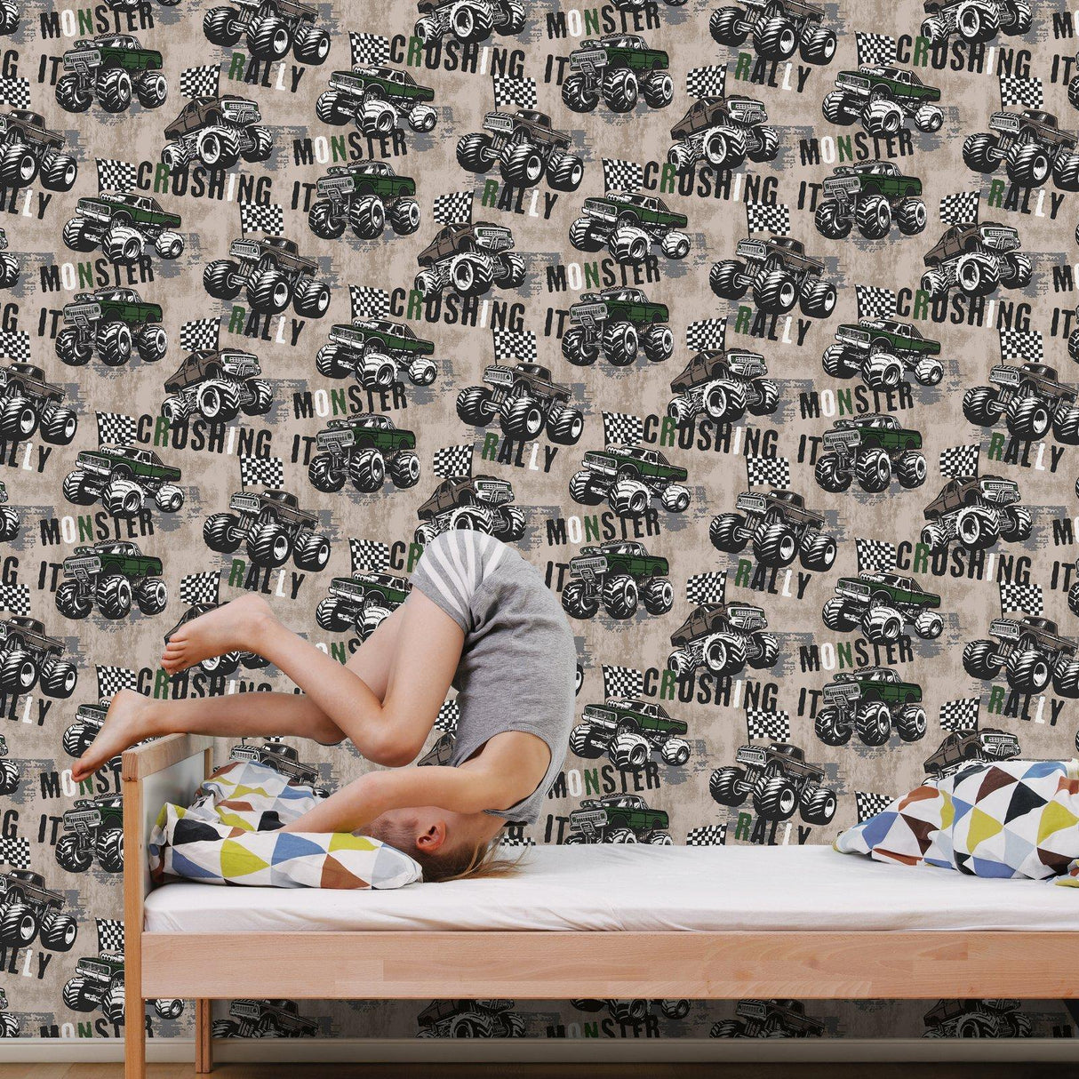 Galerie G78569 Kids and Teens Monster Trucks Beige Wallpaper G78569 Beige Wallpaper