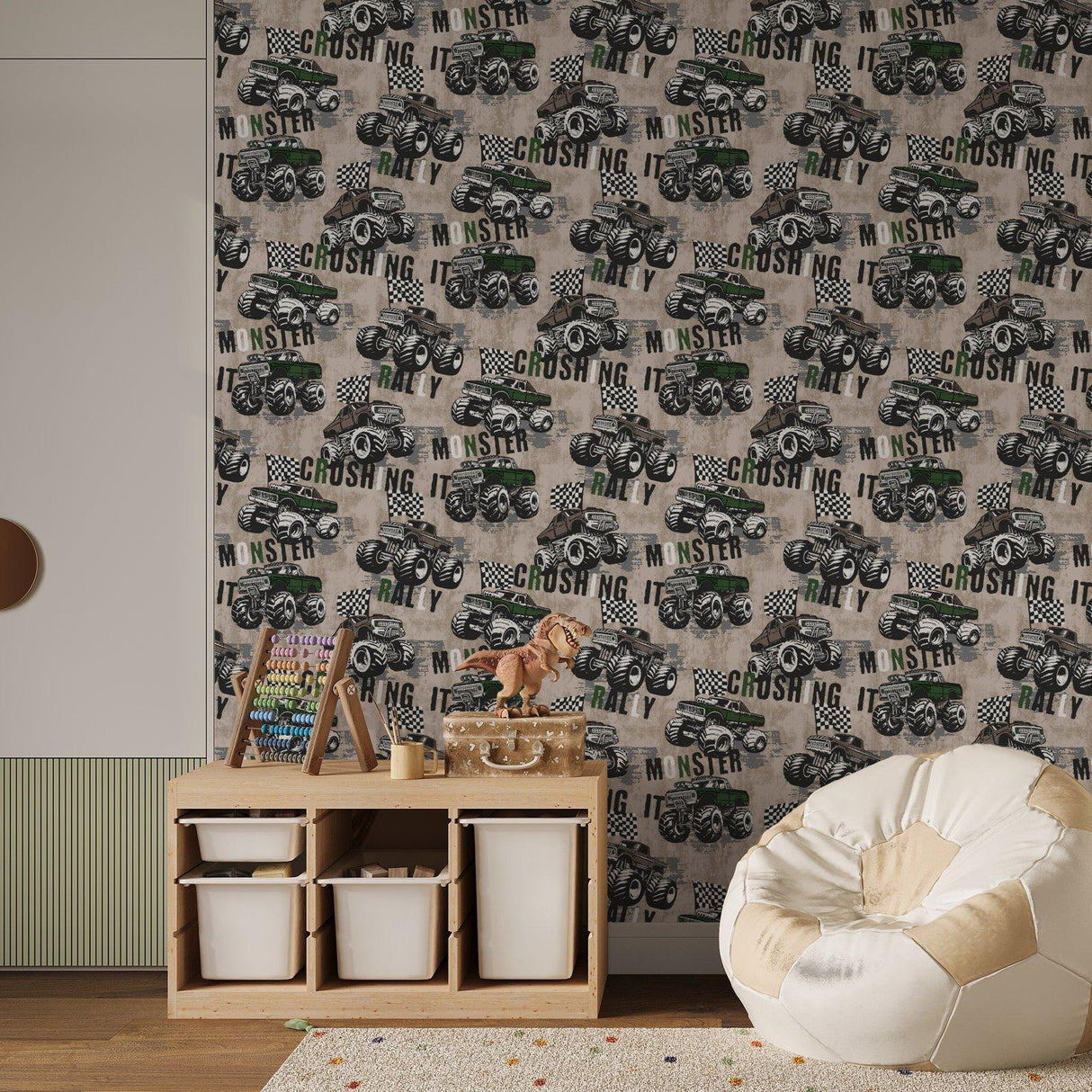 Galerie G78569 Kids and Teens Monster Trucks Beige Wallpaper G78569 Beige Wallpaper