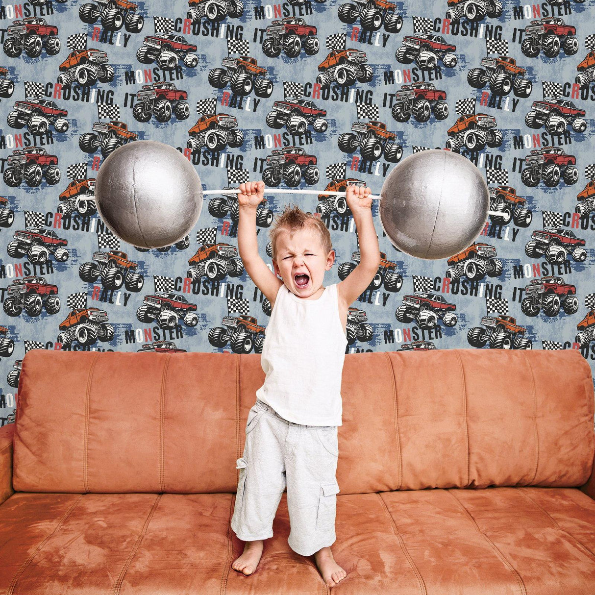 Galerie G78570 Kids and Teens Monster Trucks Blue Wallpaper G78570 Blue Wallpaper