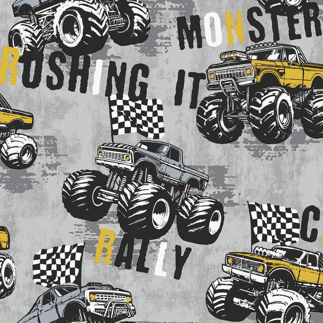 Galerie G78571 Kids and Teens Monster Trucks Grey Wallpaper G78571 Grey Wallpaper