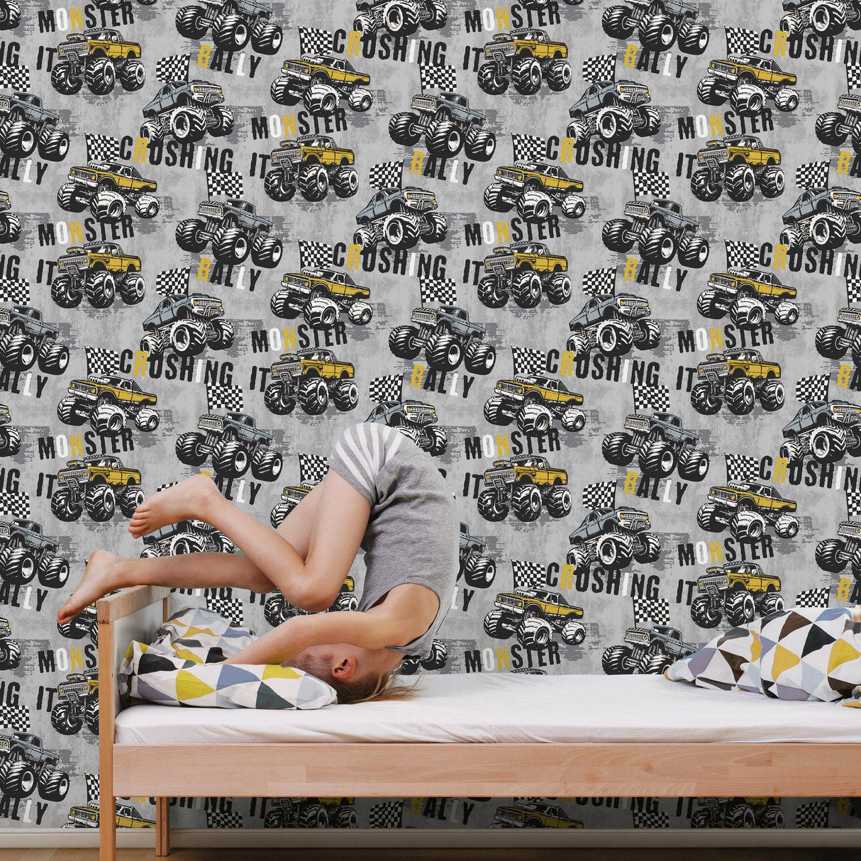 Galerie G78571 Kids and Teens Monster Trucks Grey Wallpaper G78571 Grey Wallpaper