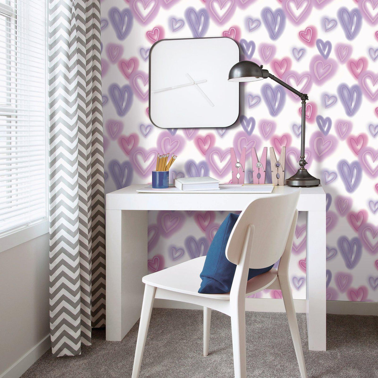 Galerie G78574 Kids and Teens Neon Hearts Purple Wallpaper G78574 Purple Wallpaper