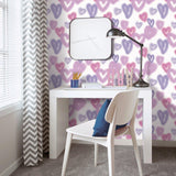Galerie G78574 Kids and Teens Neon Hearts Purple Wallpaper G78574 Purple Wallpaper