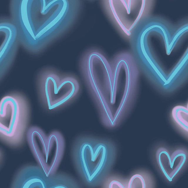 Galerie G78575 Kids and Teens Neon Hearts Blue Wallpaper G78575 Blue Wallpaper