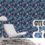 Galerie G78575 Kids and Teens Neon Hearts Blue Wallpaper G78575 Blue Wallpaper
