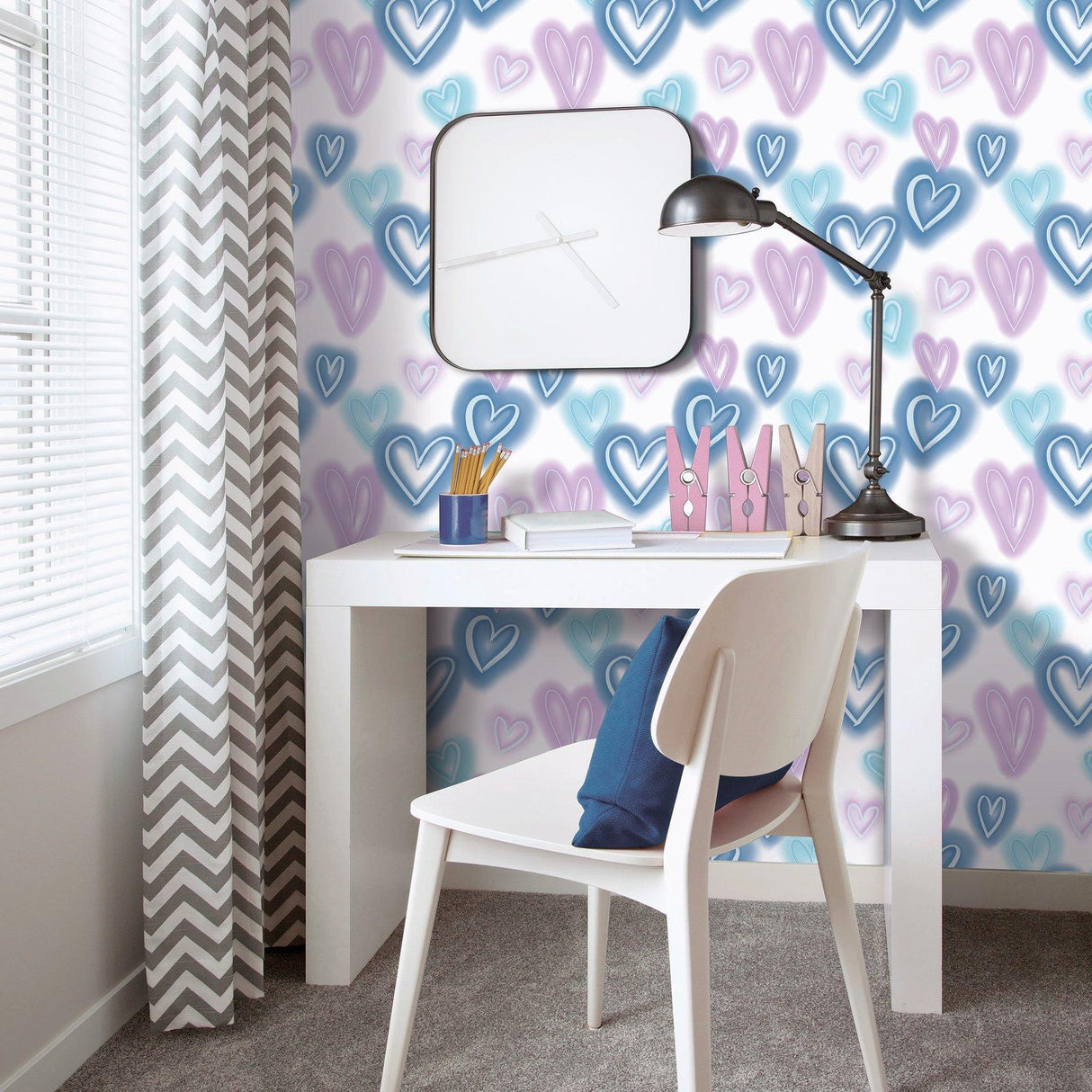Galerie G78576 Kids and Teens Neon Hearts Blue Wallpaper G78576 Blue Wallpaper