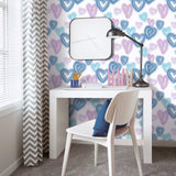 Galerie G78576 Kids and Teens Neon Hearts Blue Wallpaper G78576 Blue Wallpaper