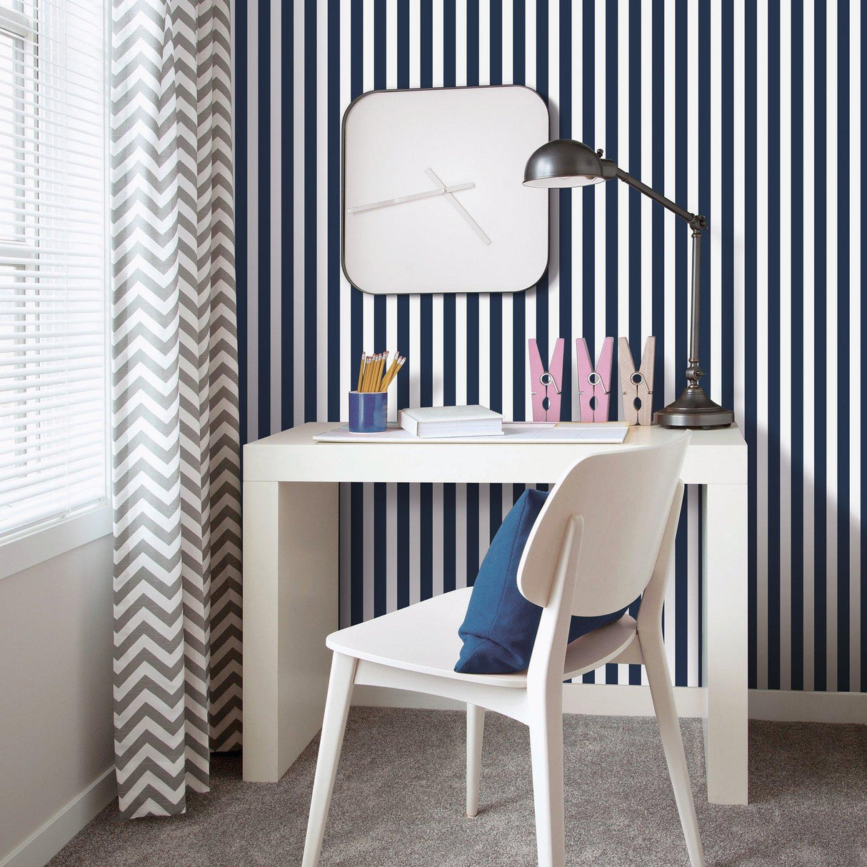 Galerie G78587 Kids and Teens Regency Stripe Blue Wallpaper G78587 Blue Wallpaper