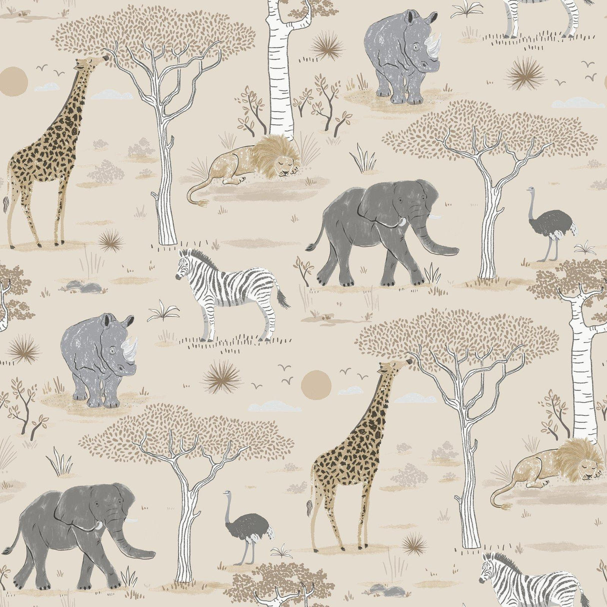 Galerie G78588 Kids and Teens Savannah Beige Wallpaper G78588 Beige Wallpaper