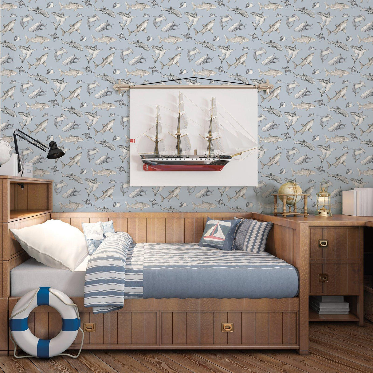 Galerie G78591 Kids and Teens Sharks Blue Wallpaper G78591 Blue Wallpaper