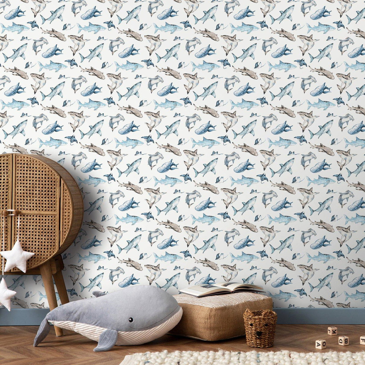Galerie G78592 Kids and Teens Sharks Blue Wallpaper G78592 Blue Wallpaper