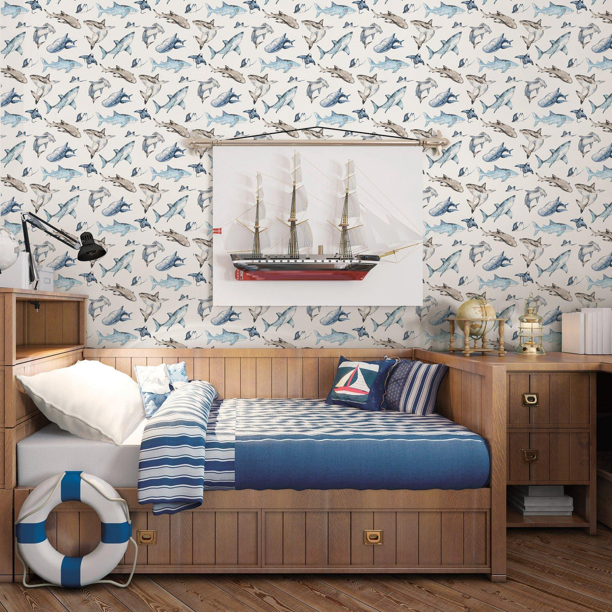 Galerie G78592 Kids and Teens Sharks Blue Wallpaper G78592 Blue Wallpaper