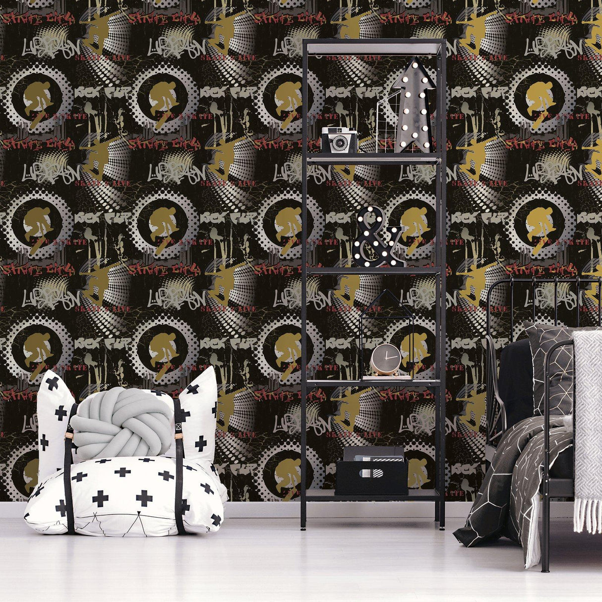 Galerie G78594 Kids and Teens Skater Boy Grey Wallpaper G78594 Grey Wallpaper