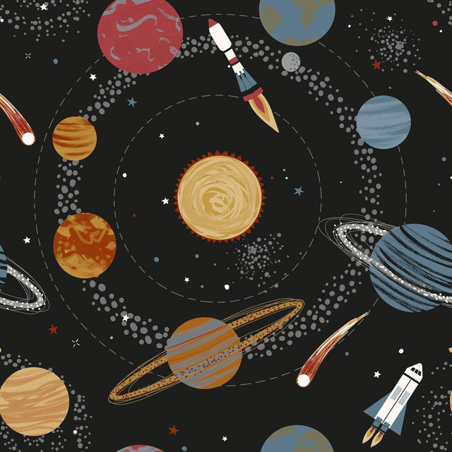 Galerie G78596 Kids and Teens Solar System Black Wallpaper G78596 Black Wallpaper