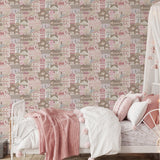 Galerie G78602 Kids and Teens Whimsical Houses Pink Wallpaper G78602 Pink Wallpaper