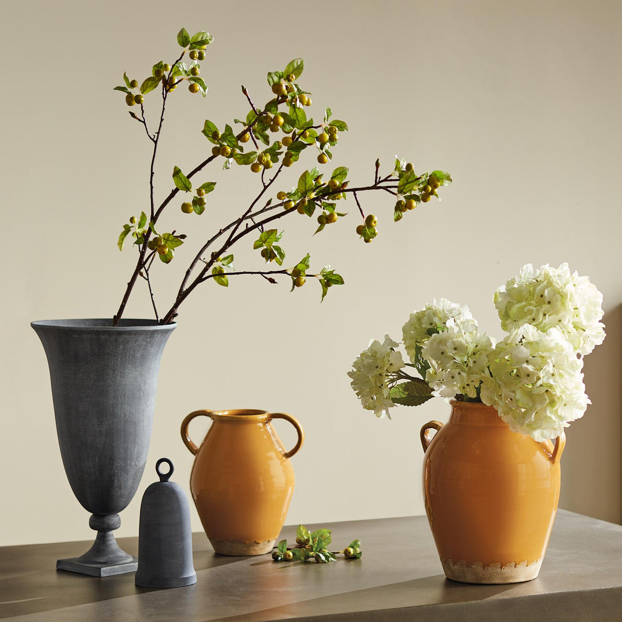 Napa Ochre/Natural MAISHA VASE WITH HANDLES SMALL