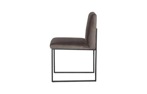 Phillips Collection Frozen Dining Velvet Taupe Matte Black Metal Frame Chair