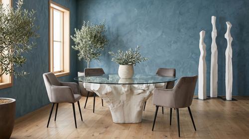 Phillips Collection Sienna Dining , Set Of 2 Velvet Taupe Matte Black Metal Frame Chair