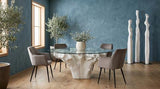 Phillips Collection Sienna Dining , Set Of 2 Velvet Taupe Matte Black Metal Frame Chair