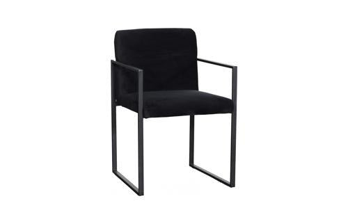 Phillips Collection Frozen Arm Velvet Black Matte Black Metal Frame Chair