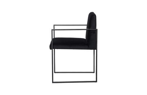 Phillips Collection Frozen Arm Velvet Black Matte Black Metal Frame Chair