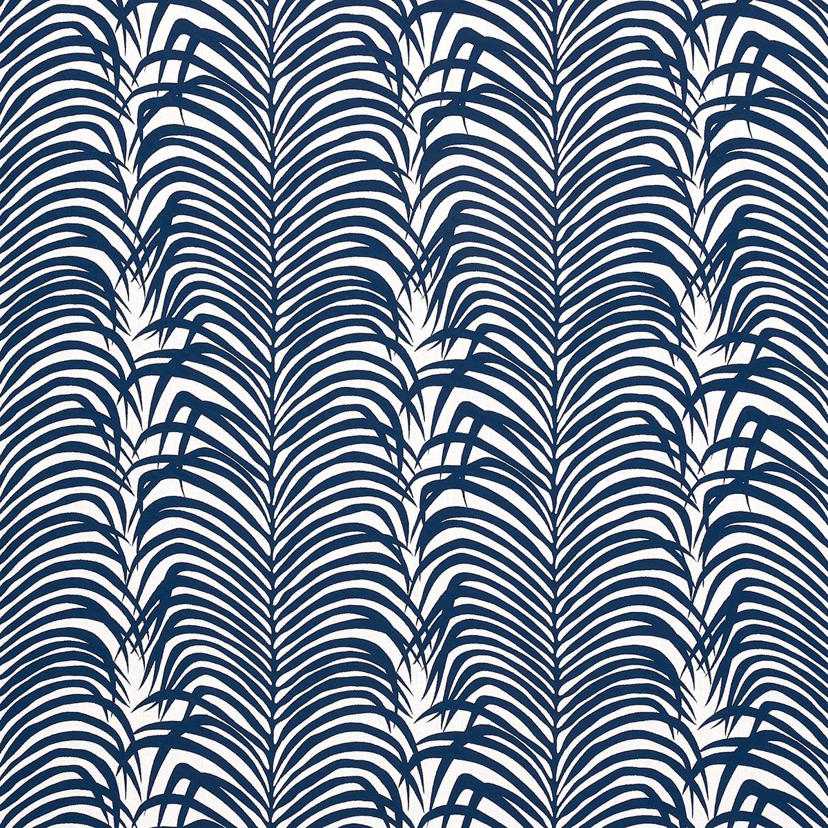 Schumacher Zebra Palm Woven Indoor/Outdoor Navy Fabric