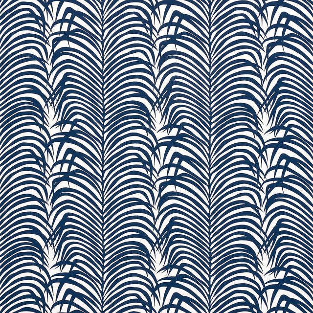 Schumacher Zebra Palm Woven Indoor/Outdoor Navy Fabric