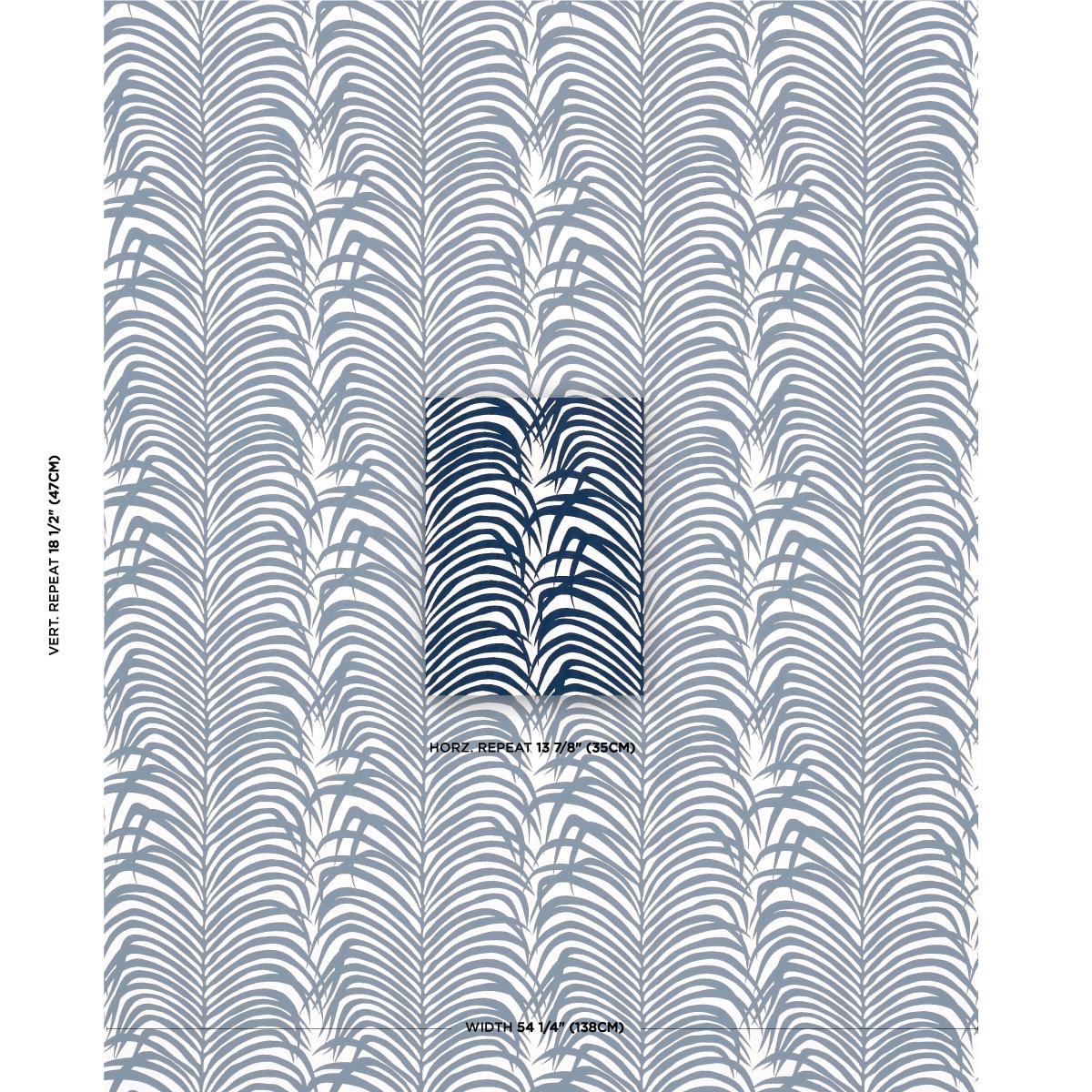 Schumacher Zebra Palm Woven Indoor/Outdoor Navy Fabric