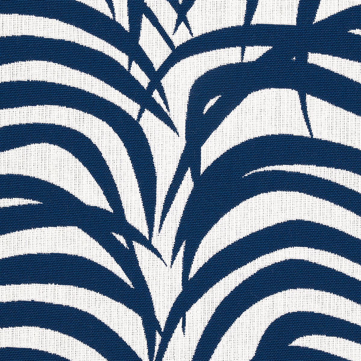 Schumacher Zebra Palm Woven Indoor/Outdoor Navy Fabric