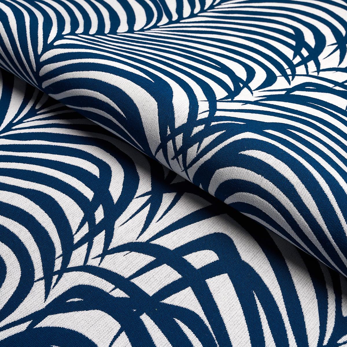 Schumacher Zebra Palm Woven Indoor/Outdoor Navy Fabric