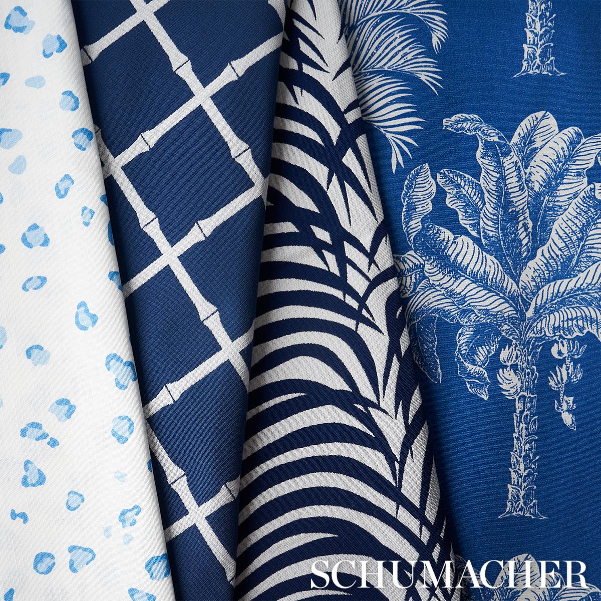 Schumacher Zebra Palm Woven Indoor/Outdoor Navy Fabric