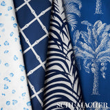 Schumacher Zebra Palm Woven Indoor/Outdoor Navy Fabric