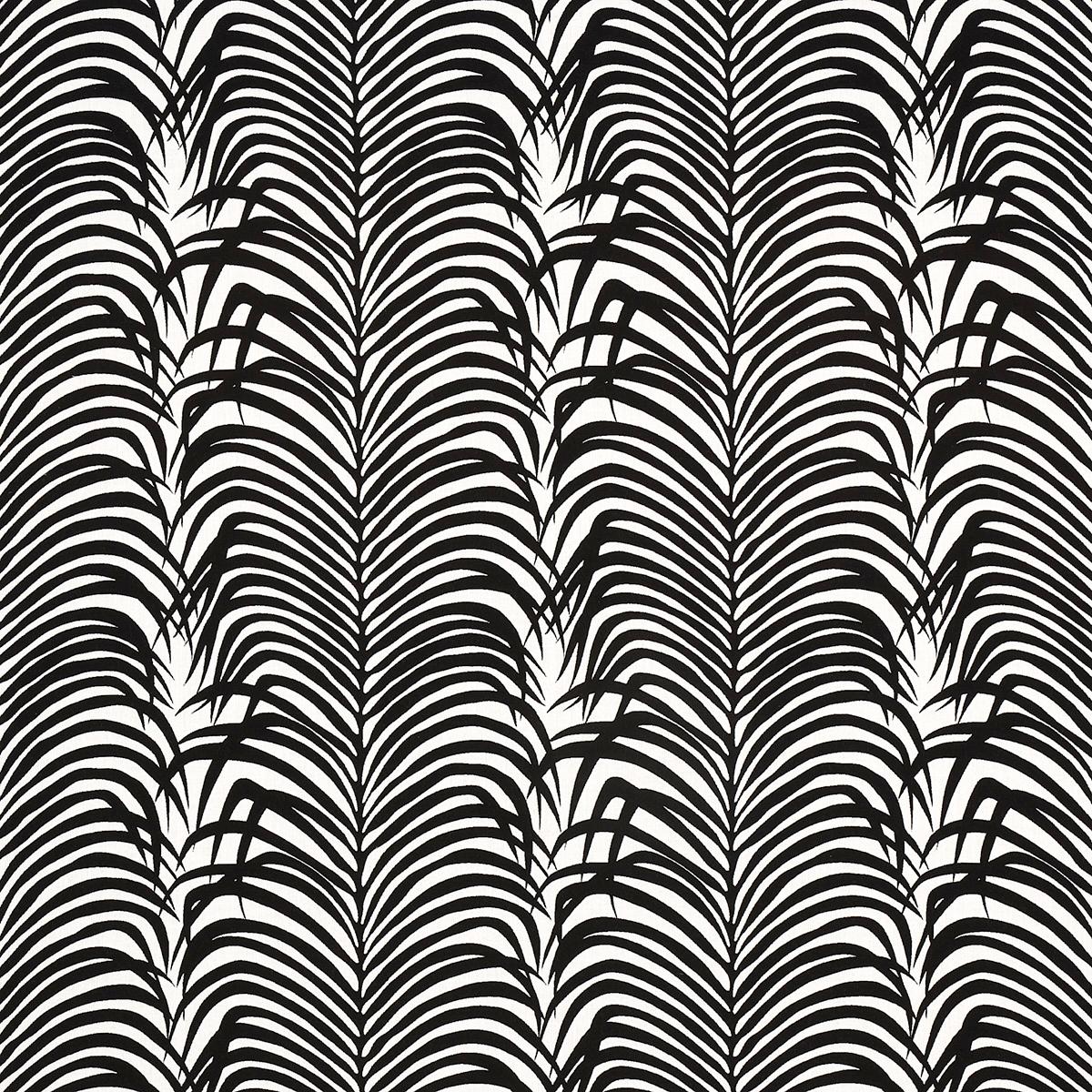 Schumacher Zebra Palm Woven Indoor/Outdoor Black Fabric