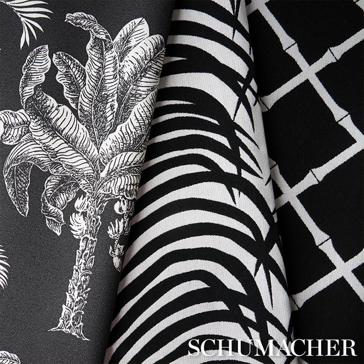 Schumacher Zebra Palm Woven Indoor/Outdoor Black Fabric