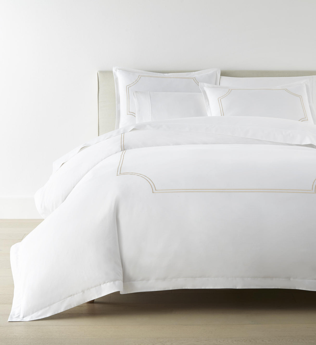 Peacock Alley Deco Classic Embroidered Duvet Set LINEN