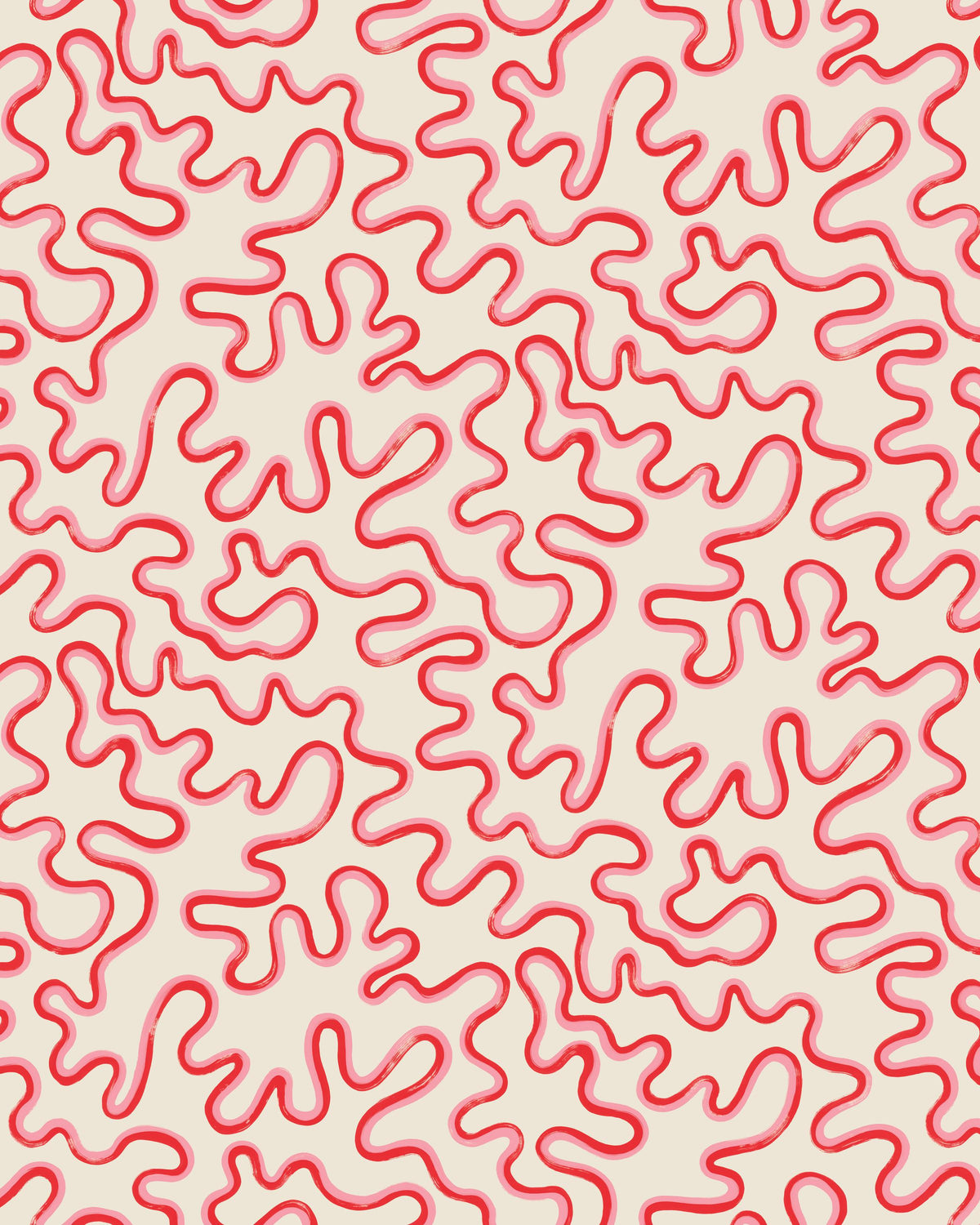 Cole & Son RAINFOREST SQUIGGLE CRIMSON Wallpaper