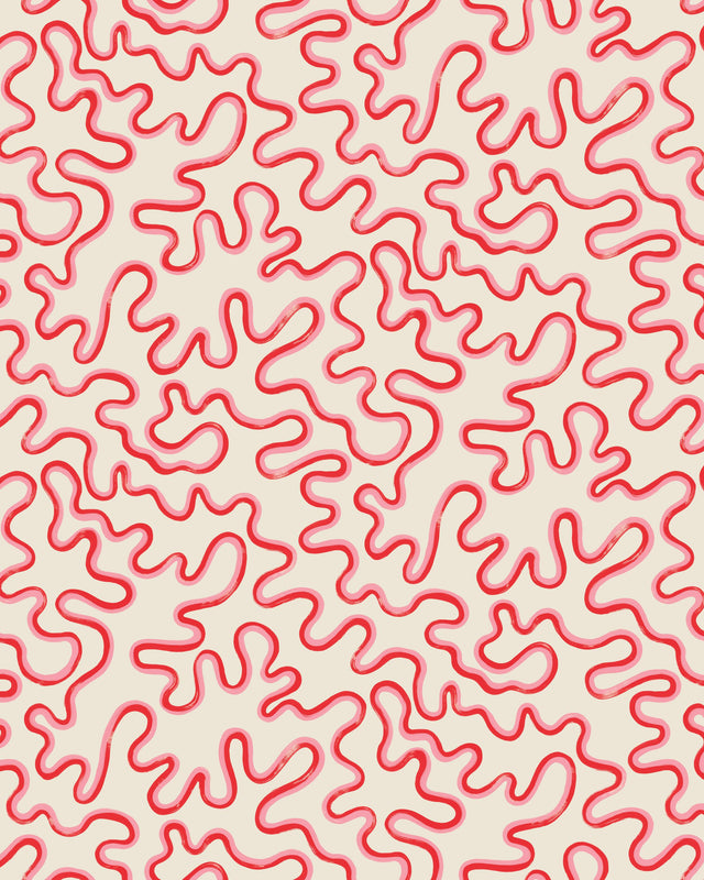 Cole & Son RAINFOREST SQUIGGLE CRIMSON Wallpaper